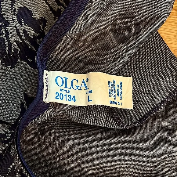 🌸🌺VTG NWOT OLGA SexyPanty.DarkBlueFlowersOn grayish/blue background.Excellent